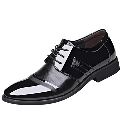 Forthery Mens Leather lace up Oxford Shoes Pointed Toe Suit Shoes Flats Men Business Shoes wingtip Dress Shoes-Black-11-