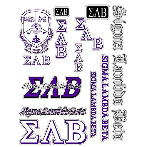 Sigma Lambda Beta Multi Greek Decal Sticker Sheet Purple/White w/Natural Imprint