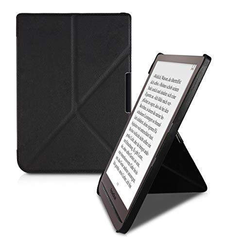 kwmobile Origami Case for Pocketbook InkPad 3 - Ultra Slim Fit Premium PU Leather Cover with Stand - Black