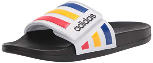 adidas Adilette Comfort Slide Sandal- Core Black/Team Royal Blue/White- 5 US Unisex Big Kid