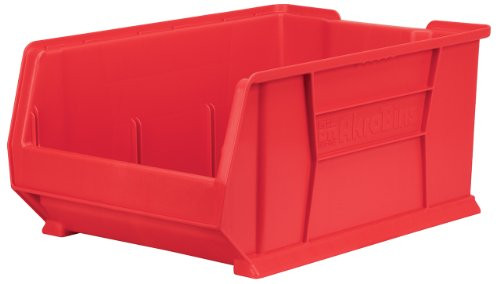 Akro-Mils 30289 Super Size Plastic Stacking Storage Akro Bin, 24-Inch D by 18-Inch W by 12-Inch H, Red