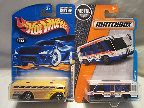Hot Wheels 2001 First Edition Yellow Surfin' School Bus 014  and  Matchbox Swift Shuttle Die Cast 2 Car Set