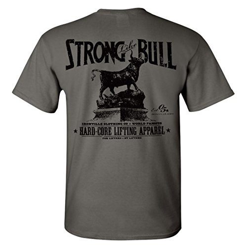 Ironville Strong Like Bull Powerlifting T-Shirt Charcoal Gray XL Ironville Strong Like Bull Powerlifting T-Shirt Charcoal Gray XL