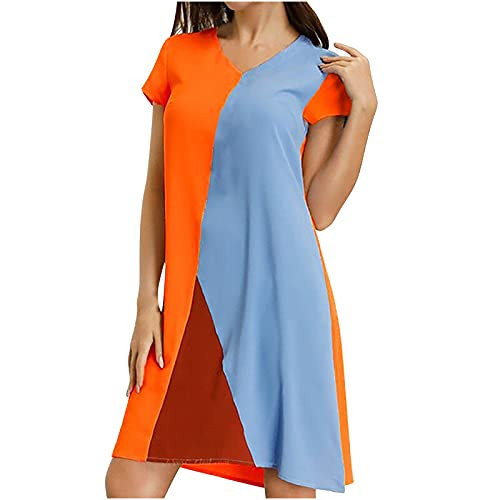 Nixiang Casual Dress for Women Summer O-Neck Sleeveless Print Dresses Knee-Length Dress for Beach Casual Summer Dresses