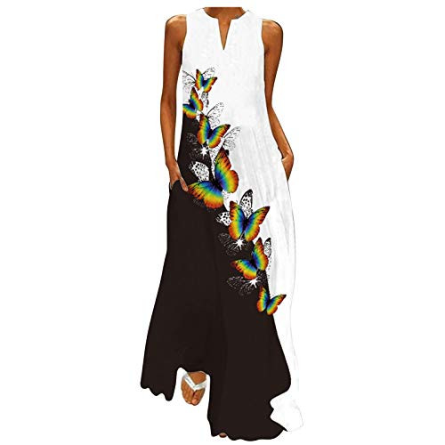 Dresses for Women Casual-Women's Deep V-Neck Casual Dress Summer Backless Floral Print Maxi Dress Long Dresses with Pockets White Dresses for Women Casual-Women's Deep V-Neck Casual Dress Summer Backless Floral Print Maxi Dress Long Dresses with Pockets White