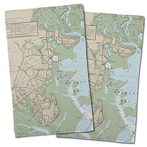 Duxbury- MA Nautical Chart Hand Towel -Set of 2-