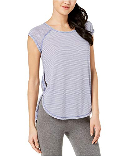 Calvin Klein Performance Women's Striped Open-Sides Top -Purple- XS-