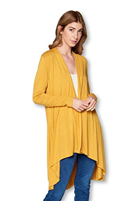 Women Long Duster Maxi Casual Soft Bamboo Cardigan Lounge Sweater - Made in USA -3X-Large- Mustard-