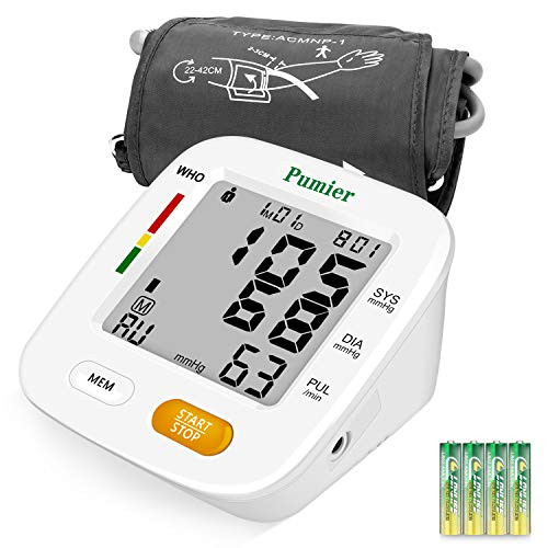 PUMIER Blood Pressure Monitor Large Cuff- Accurate Automatic Digital Upper Arm BP Machine with Cuff 22-42cm for Home Use- Pulse Rate Monitoring Meter- 2x90 Sets Memory- Large LCD Screen