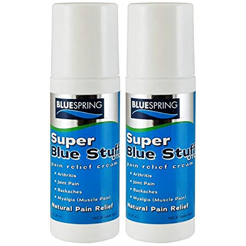 Natural Pain Relief roll-on Cream with Emu Oil by BlueSpring - -3Oz- Super Blue Stuff Pain Relief rub Anti Inflammatory Analgesic Cream for Knee- Neck- Joint- Muscle- Arthritis- and Back Pain Relief