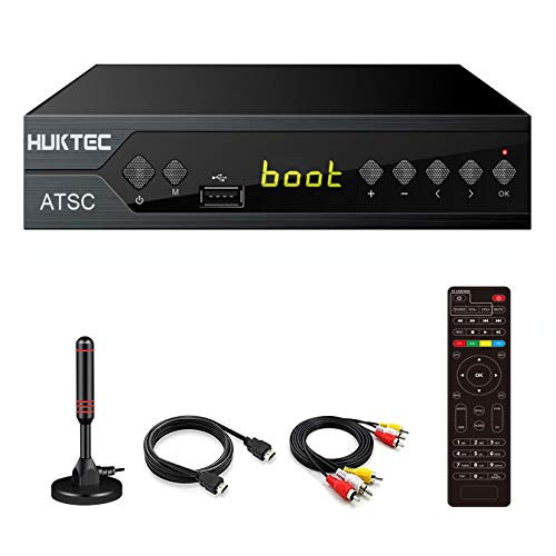 Digital Converter Box for TV- Huktec Digital TV Converter Box HDTV Digital Converter for Analog TV- HD 1080P TV with Recorder ATSC HDTV Digital Converter with Tuner- Pause Live