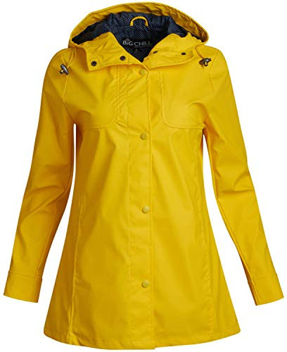 Big Chill Women's Raincoat  Lightweight Waterproof Rain Slicker Shell Jacket- Size Medium- Yellow
