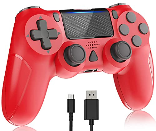 Wireless Controller for Pstation 4- Y-Team 1000mAh Controller for ps-4 Game Gamepad Remote Joystick with Dual Vibration- Gyro- Touchpad- Headset Jack- LED- USB for ps-4/Pro/Slim/PC/Laptop-Magma Red-
