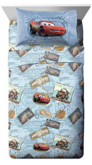 Jay Franco Disney/Pixar Tune Up 4 Piece Full Sheet Set- Blue-Cars Jay Franco Disney/Pixar Tune Up 4 Piece Full Sheet Set- Blue-Cars
