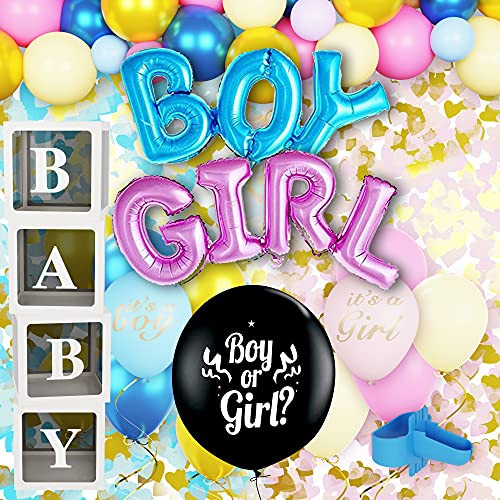 141 Pcs Gender Reveal Party Decorations with Gender Reveal Balloon Garland Kit- Boy or Girl Balloon- Pink and Blue Confetti- Clear Baby Boxes with Letters for Baby Shower Decorations 141 Pcs Gender Reveal Party Decorations with Gender Reveal Balloon Garland Kit- Boy or Girl Balloon- Pink and Blue Confetti- Clear Baby Boxes with Letters for Baby Shower Decorations