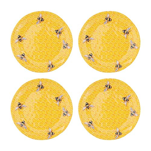 UPware 4-Piece Beehive Heavyweight and Durable Melamine 6 Inch Serving Plates/Appetizer Plates/Dessert Plates