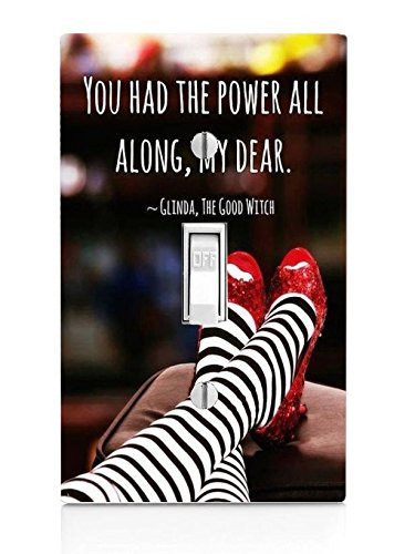 Trendy Accessories Inspirational Quote Red Slippers Design Print Image Light Switch Plate (NOT A Decal) Actual Printed Outlet Cover