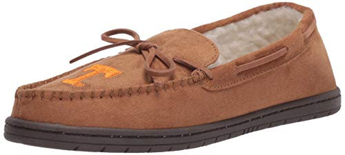 NCAA Tennessee Volunteers Mens College Team Logo Moccasin Slippers- Tan- Medium -9-10-