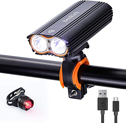 BenRich Bike Lights for Night Riding USB Rechargeable- Bicycle Headlight and Taillight Set- Mountain Bike Front Light- 2400 Lumens LED MTB Light- Road Cycling Lights Easy to Install for Men Women Kids BenRich Bike Lights for Night Riding USB Rechargeable- Bicycle Headlight and Taillight Set- Mountain Bike Front Light- 2400 Lumens LED MTB Light- Road Cycling Lights Easy to Install for Men Women Kids
