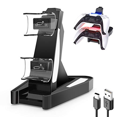 PS5 Controller Charger- Playstation 5 Charging Dock Station- Dual USB Type C Fast Charging with Stand  and  LED Indicator- for Sony PS5 DualSense Controller