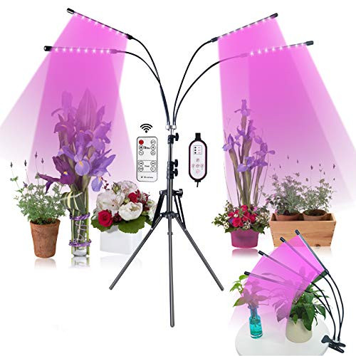 2 in 1 Grow Light with Stand- FAYLISVOW LED Grow Lights for Indoor Plants- Smart Red and Blue Spectrum Grow Lamp Stand with Timer for Seedling- Auto ON/Off- Adjustable Tripod Stand  and  Gooseneck