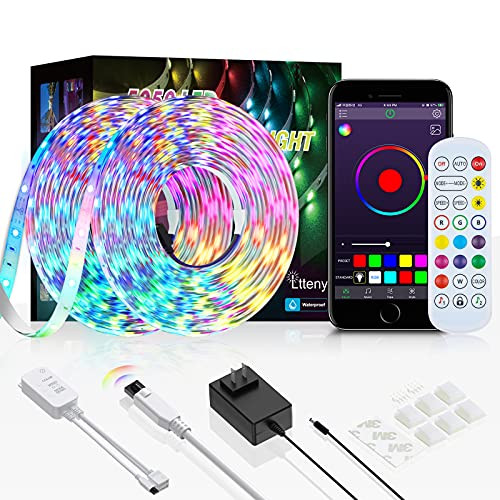 Ltteny 32.8ft LED Strip Lights- 5050 Color Changing RGB LED Light Strips with App Remote- Control Box and 12V Power Supply- Music Sync RGB Tape Lights for Bedroom- TV Backlight- Party- Bar Ltteny 32.8ft LED Strip Lights- 5050 Color Changing RGB LED Light Strips with App Remote- Control Box and 12V Power Supply- Music Sync RGB Tape Lights for Bedroom- TV Backlight- Party- Bar