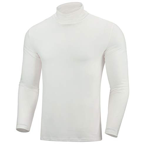 ZIOLOMA Mens Casual Slim Fit Pullover Sweaters Long Sleeve Knitted Mock Turtleneck White