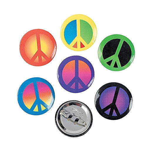 Fun Express - Peace Sign Mini Buttons - Jewelry - Pins - Novelty Buttons - 48 Pieces