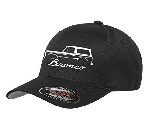 1966-77 Ford Bronco 4x4 Classic Outline Design Flexfit hat Cap Large/XLarge Black