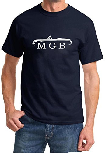 MG MGB Convertible Sports Car Classic Outline Design Tshirt large navy blue