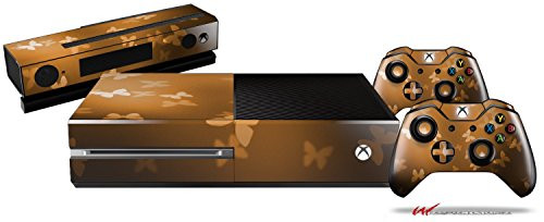 Bokeh Butterflies Orange - Holiday Bundle Decal Style Skin fits XBOX One Console- Kinect and 2 Controllers -XBOX SYSTEM SOLD SEPARATELY-