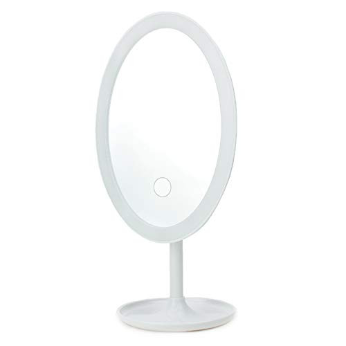 Du Jour La Nuit Rechargeable Circular Vanity Mirror with Touchscreen LED Light Brightness Adjustment for Face Make-Up