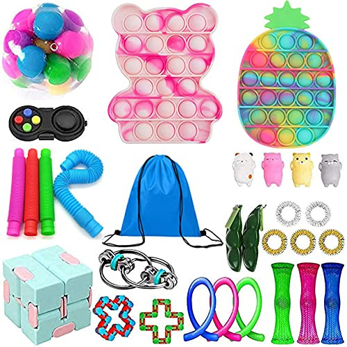 Sensory Fidget Toy Sets- Fidget Toys Pack Cheap- Simple Dimple Fidget- Push Bubble Fidget Sensory Toy That Easy to Carry for Kids -Fidget H-