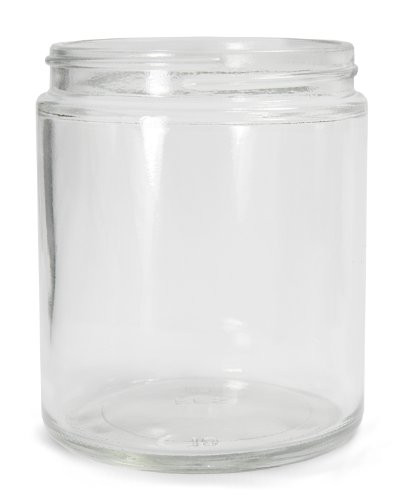 Qorpak GLA-00864 Clear Glass Round 16oz Straight Sided Jar- with 89-400 Neck Finish -Case of 12-