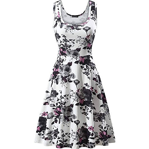 Clearance Women Dresses Floral Printed Cocktail Party Evening Mini Dress Beach Sundress for Summer -M- White A- Clearance Women Dresses Floral Printed Cocktail Party Evening Mini Dress Beach Sundress for Summer -M- White A-