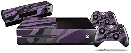 Camouflage Purple - Holiday Bundle Decal Style Skin Set fits XBOX One Console- Kinect and 2 Controllers -XBOX SYSTEM SOLD SEPARATELY-