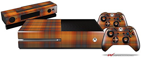 Plaid Pumpkin Orange - Holiday Bundle Decal Style Skin Set fits XBOX One Console- Kinect and 2 Controllers -XBOX SYSTEM SOLD SEPARATELY-