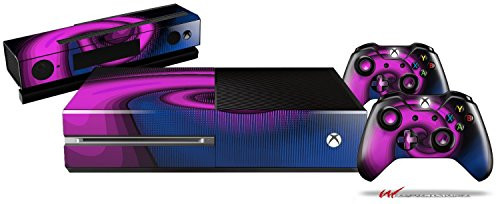 Alecias Swirl 01 Purple - Holiday Bundle Decal Style Skin Set fits XBOX One Console- Kinect and 2 Controllers -XBOX SYSTEM SOLD SEPARATELY-