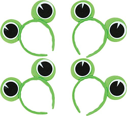 Plush Frog Eye Headbands Passover Toys - Set of 4 Green