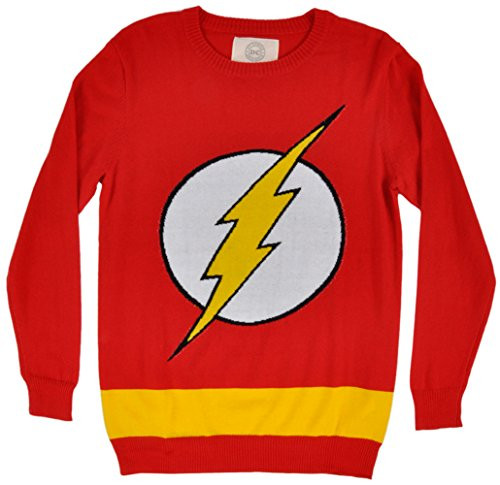 Flash Logo DC Comics Adult Knit Pullover Sweater