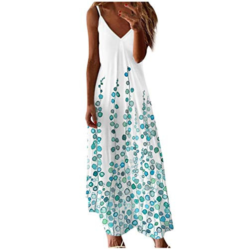 COOKI Women's Casual Loose Floral Print Off Shoulder Sleeveless Sexy Dresses Summer Beach Maxi Dress Long Dress Sundress