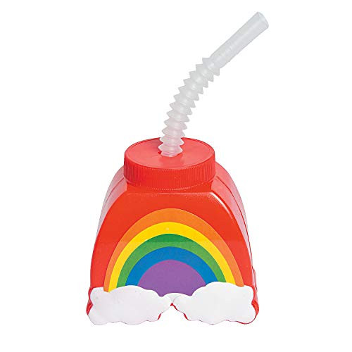 Fun Express - Rainbow Molded Cups for Birthday - Party Supplies - Drinkware - Sipper & Molded Cups - Birthday - 12 Pieces