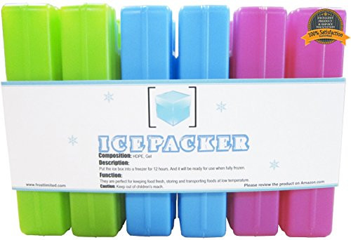 6 Reusable Ice Packs for Lunch Boxes, Lunch Bags, Coolers, and Cooler Bags  Slim and Long-Lasting To Keep Food Cold and Fresh  Set of 6 Compact Freezer Packs  Multicolored