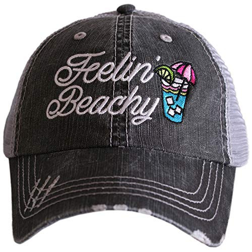 KATYDID Feelin Beachy Baseball Hat - Trucker Hat for Women - Stylish Cute Beach Hats for Women -Gray-