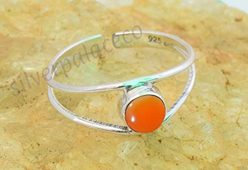 925 Sterling Silver Orange Carnelian Toe Rings - Carnelian Stone Gemstone Girl Women Toe Ring Adjustable Feet Body Jewellery