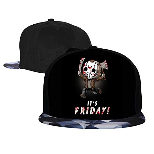 AolaZW Hip Hop Hat- Adjustable Friday 13th Jason Flat Brim Bill Baseball Cap Gray
