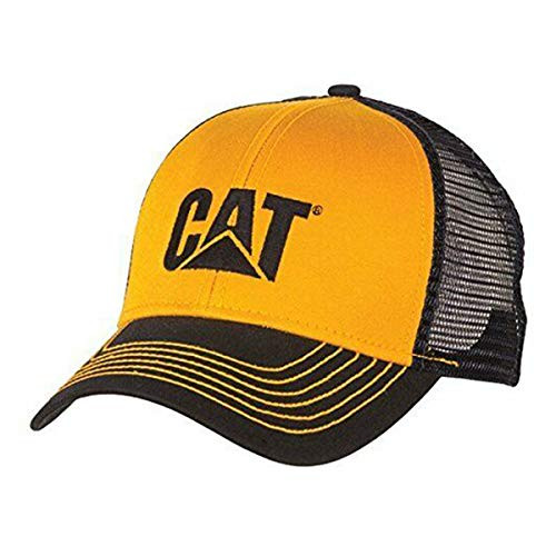 Caterpillar CAT Equipment Navy Blue  and  Yellow Twill Mesh Snapback Cap/Hat