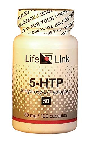 LifeLink's 5-HTP 50 mg - Hydroxy-L-Tryptopan Ditary Supplement Boost- Neurotransmitter Support Helps Sleep Better  and  Wake Up Restored 120 Capsules