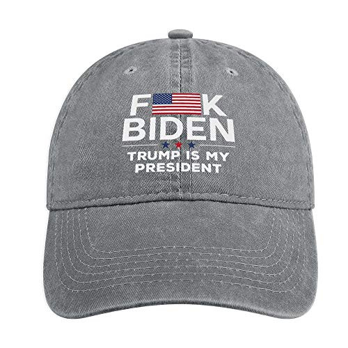 LCEMCOLDAE Cowboy Cap F-ck Biden America Flag Trump is My President Adjustable Baseball Cap for Men and Women