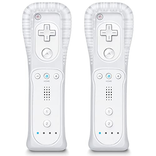 Wii Controller 2 Pack- Wii Remote Controller- Wii U Controller with Silicone Case and Wrist Strap- Wii Remotes Compatible with Nintendo Wii and Wii U -White-